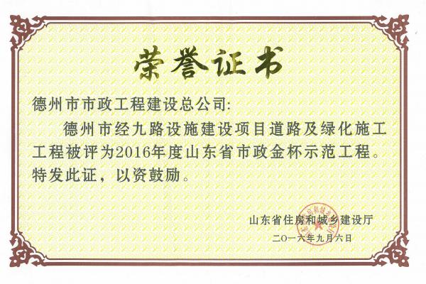 2016年度山東省市政金杯示范工程